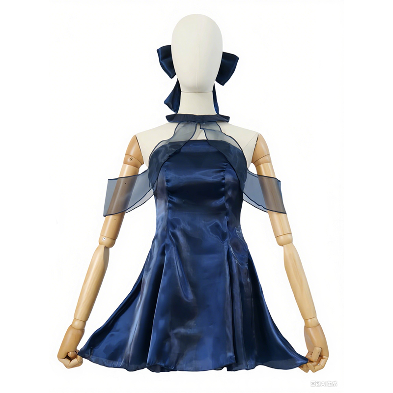 Anime Cosplay Blue Hair - Blue Archive Chunxiang dark blue dress