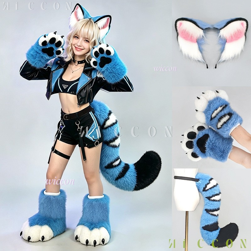 Derpyy Blue Tiger Fursuit Ears - đánh giá và giá Anime Cosplay Ladies